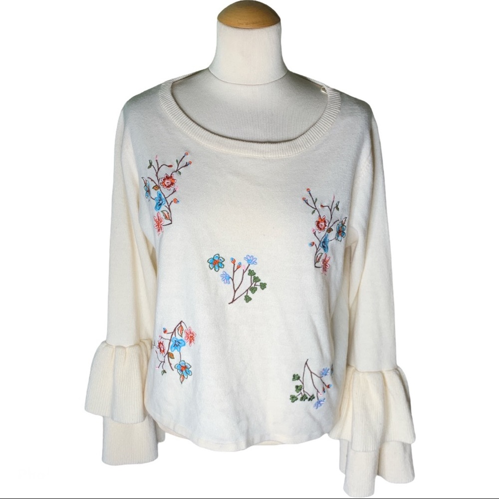 Jealous Tomato Bell Sleeve Embroidered Sweater